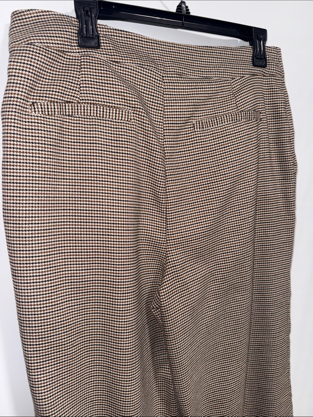 Steve Madden Brown Houndstooth High Waisted Wide Leg Pleated Pants Size Large - Picture 10 of 13